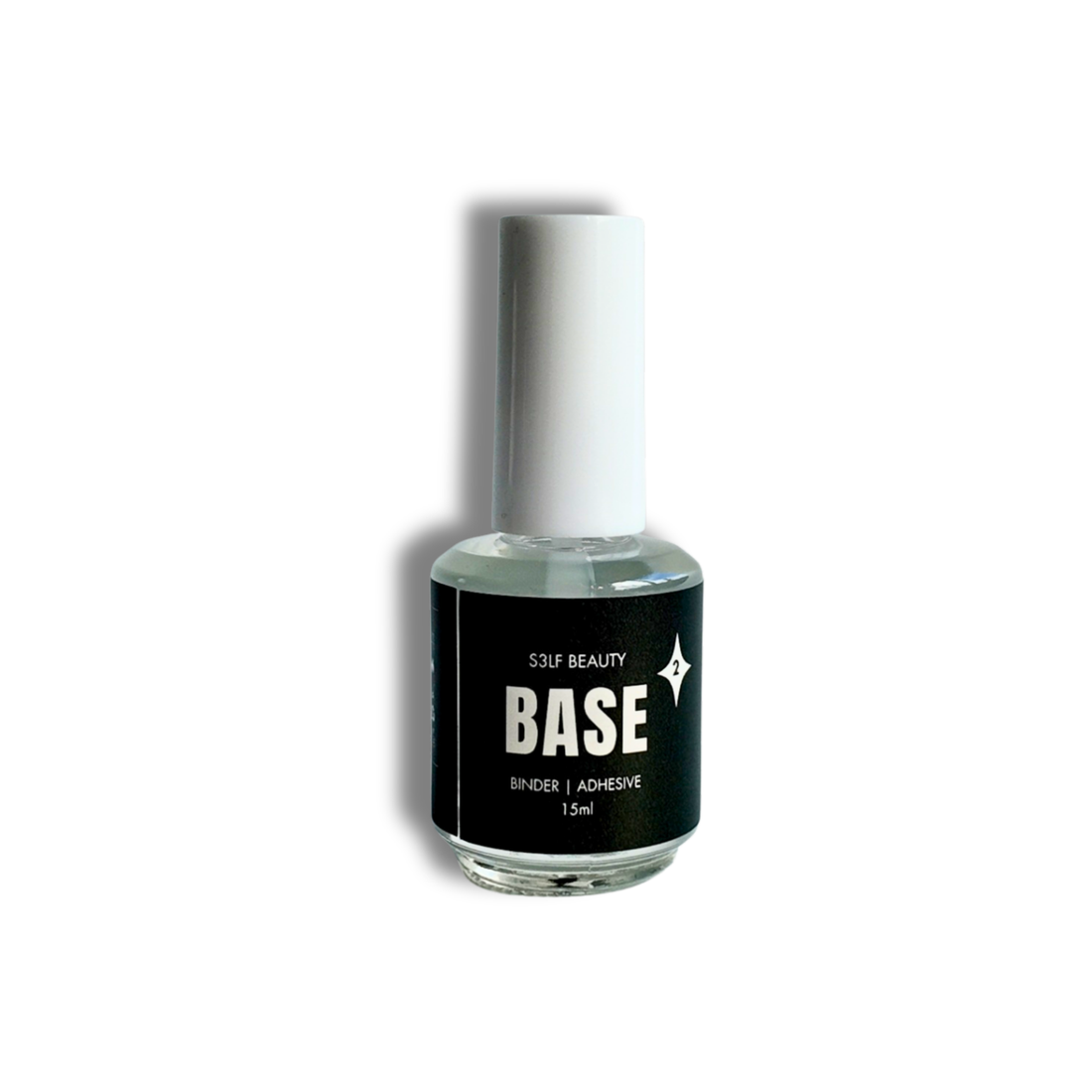 Bottle of S3LF Beauty base nail product on a white background