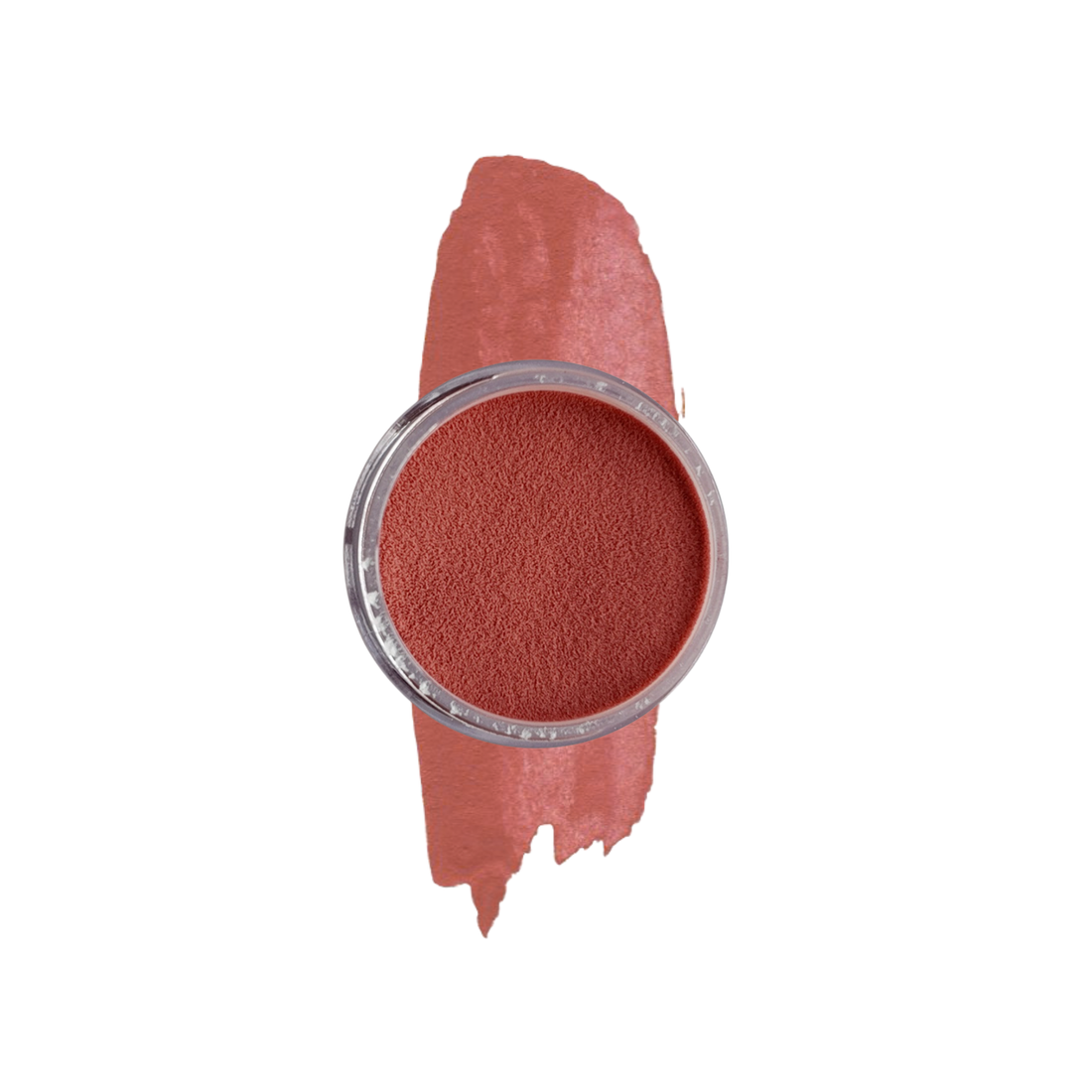 Pot of rose pink Nail Dipping powder on a white background