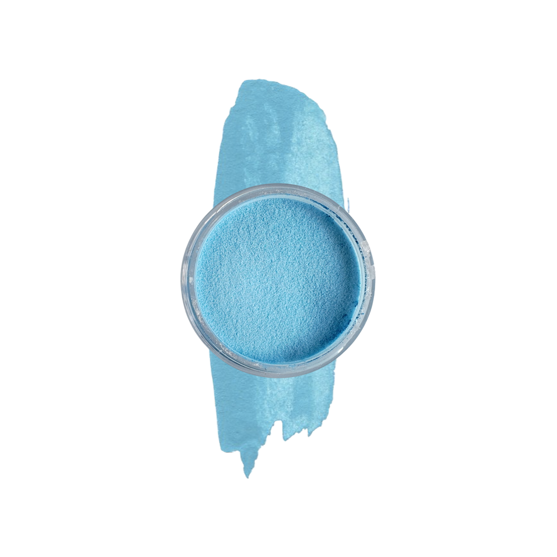 Pot of light Blue Nail Dipping powder on a white background