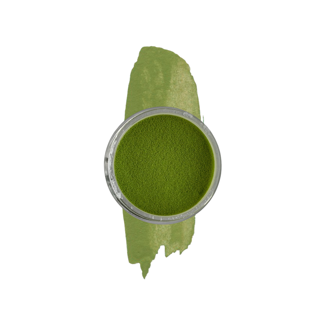 Pot of Matcha Green Nail Dipping powder on a white background