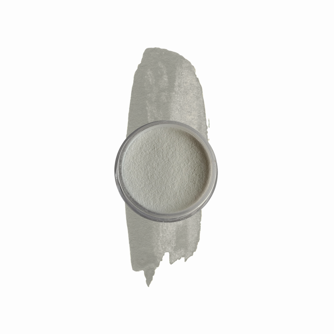 Pot of white Nail Dip powder on a white background