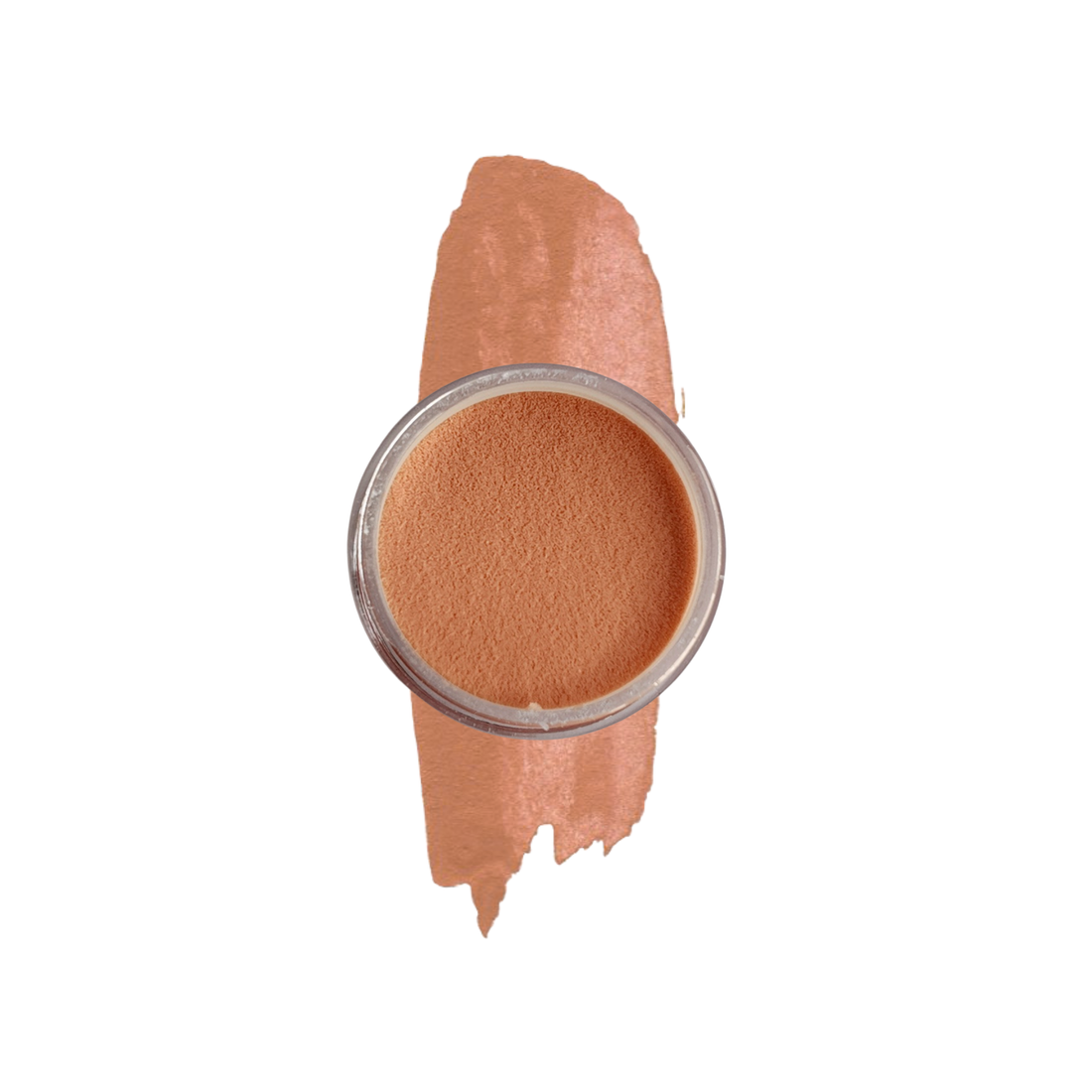 Pot of Peach nail Dipping powder on a white background