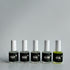 Five nail polish bottles labeled &