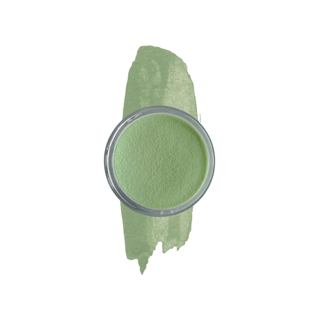 Pot of Pastel Green Nail Dipping powder on a white background